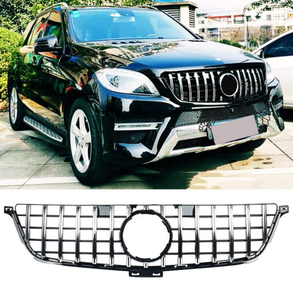 For Mercedes Benz W166 2012-2015 ML350 400 550 Front GT Grille Chrome Black