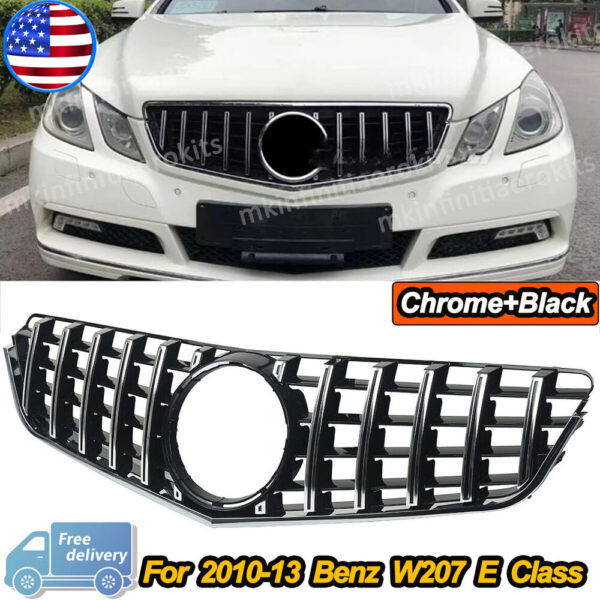 Grille Fit for Mercedes-Benz W207 E-CLASS Coupe 2009-2013 Chrome Black GT Front Grille - Image 2