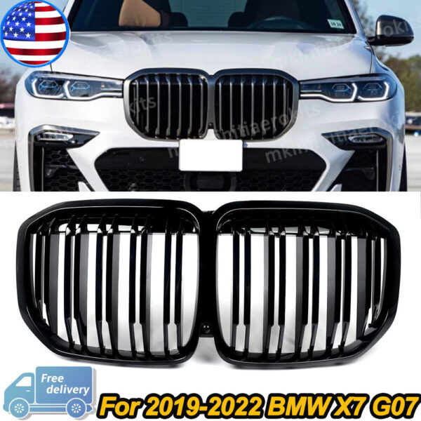 Grille Fit For BMW X7 G07 2019- 2022 M Performance Pair Gloss Black Front Upper - Image 2