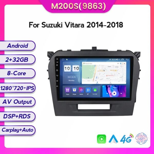 For Suzuki Vitara 2014-2018 Carplay Car Stereo Radio Android Player Multimedia Navigation RDS (M200S) - Image 2