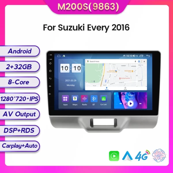 For Suzuki Every 2016 Carplay Car Stereo Radio Android Player Multimedia Navigation RDS (M200S) - Image 2