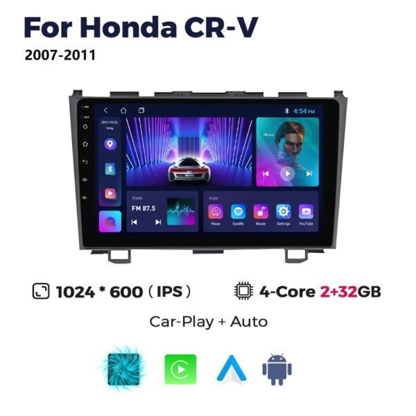 For Honda CRV CR-V 2007-2011 Car Stereo Radio Carplay GPS Android Multimedia Player - Image 2