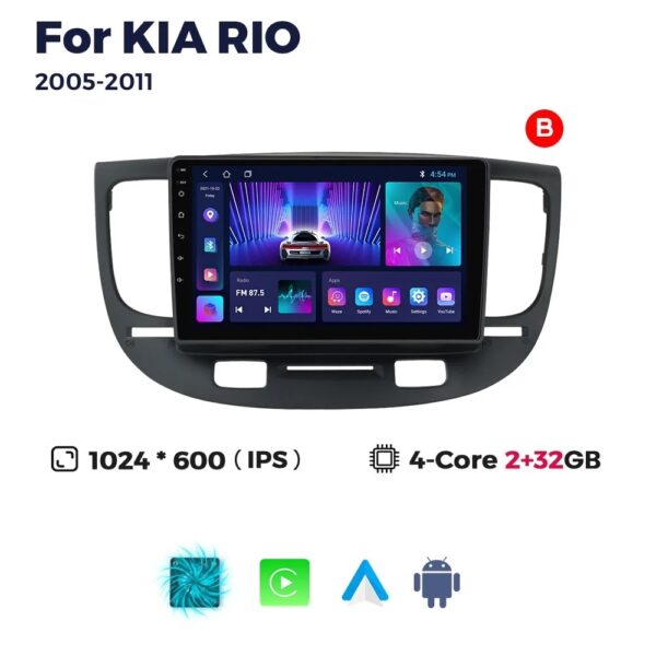 For Kia Rio 2005-2011 Car Stereo Radio Carplay GPS Android Multimedia Player - Image 2