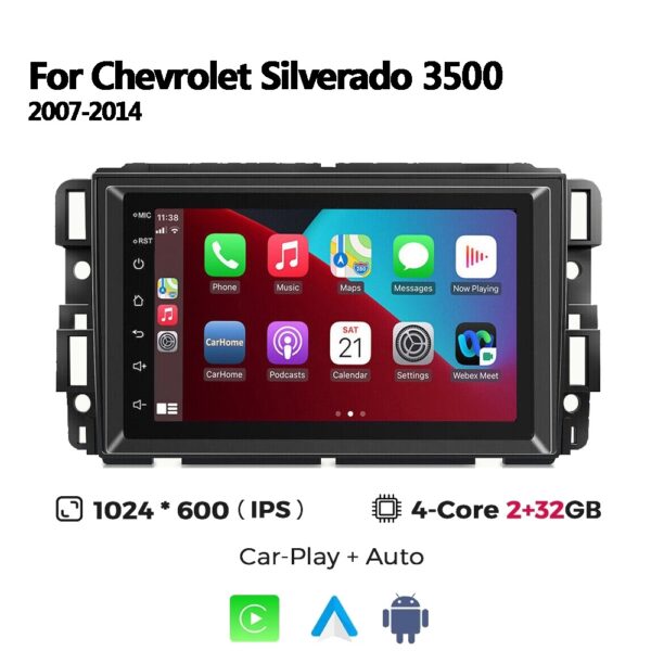 For Chevrolet Silverado 3500 2007-2014 Car Stereo Radio Android Touch Screen Carplay Multimedia Player - Image 2