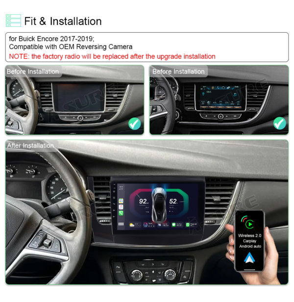 For Buick Encore 2017 2018 2019 Car Stereo Radio Carplay GPS Android Multimedia Player - Image 3