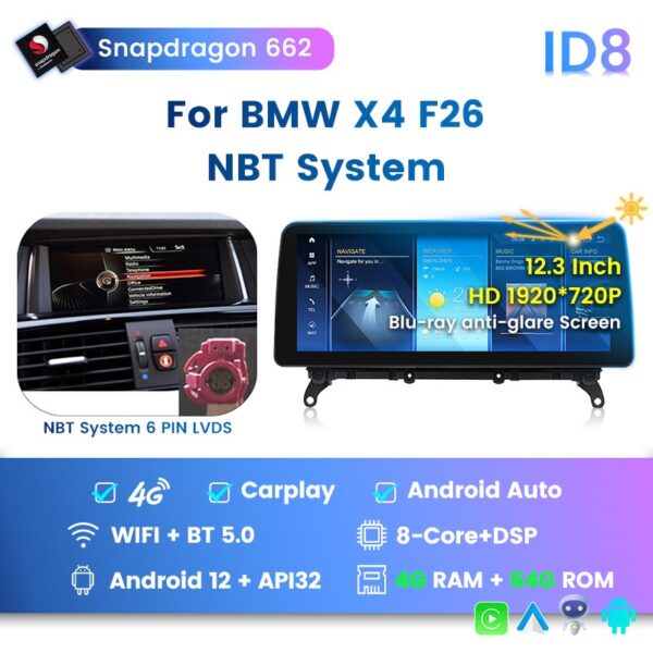 For BMW X4 2015 2016 2017 Screen Upgrade Carplay Car Stereo Radio GPS Navi Player F26 - Image 2