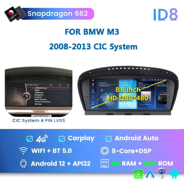 For BMW M3 2008-2013 Screen Upgrade Carplay Car Stereo Radio GPS Navi Player - Image 2